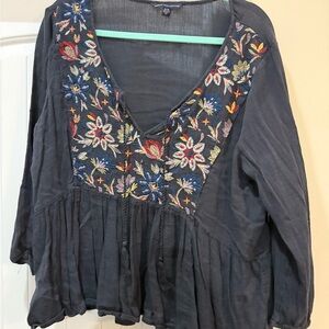 American Eagle Outfitters Navy Floral Blouse